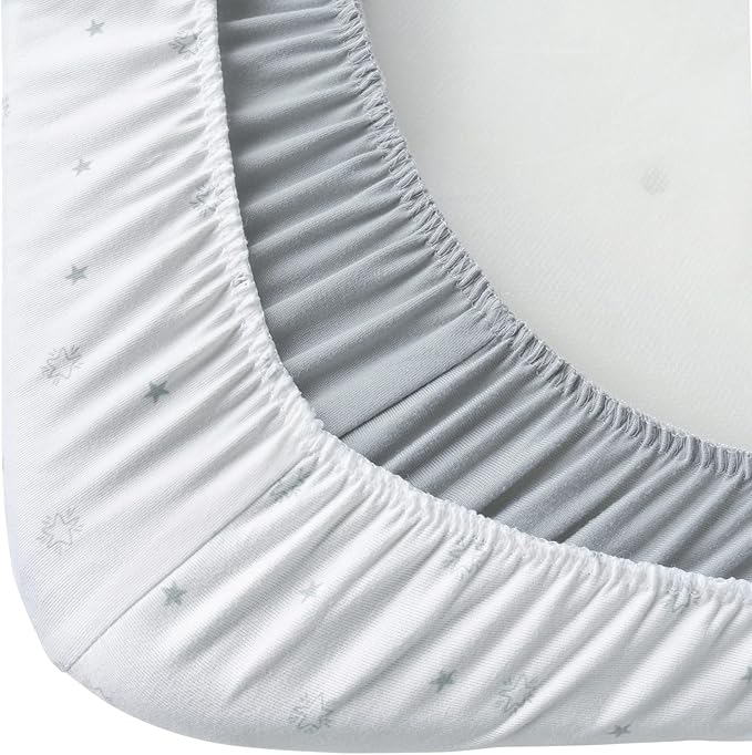 Bassinet Sheets Compatible with AMKE 3 in 1 (35" x 21"), Besrey, Miliard, GoFirst, Li’l Pengyu, Foalom, YADAQE, Baby Joy, TCBunny, yamesmile Bassinet, Ultra Soft & Super Stretchy, Grey & White Star