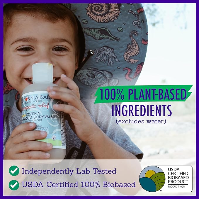 California Baby Eczema Body Wash & Shampoo | Gentle Steroid-Free Eczema Treatment | Colloidal Oatmeal + Aloe Vera | 100% Plant-Based | 8.5 oz.