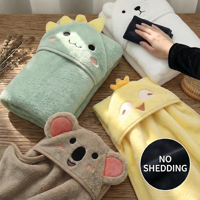 Hooded Baby Towel - 4 Pack Premium Soft Bath Towel for Baby, Newborn,Infant - Ultra Absorbent,Natural Baby Stuff Towel, Soft Coral Velvet Coral Fleece Bath Towel for Boys and Girls