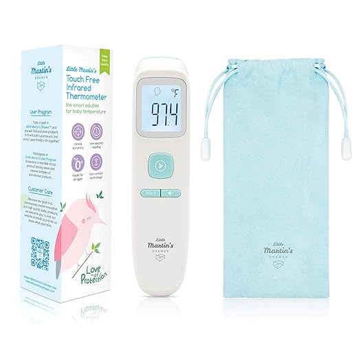 Touchless Thermometer for Adults Kids Baby & Infant - Non Contact Infrared Thermometer with LCD Display - Digital Thermometer Forehead - Built-in Fever Alarm (Blue)