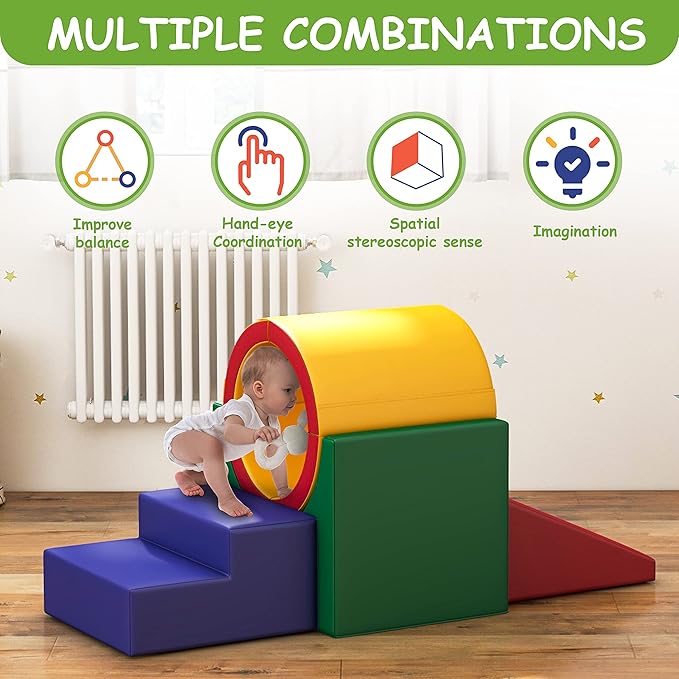 Betterhood Climbing Blocks - Kids Soft Foam Activity Playset - Toddler Couch Climber Gymnastics Equipment for Crawling and Sliding at Home, Preschool