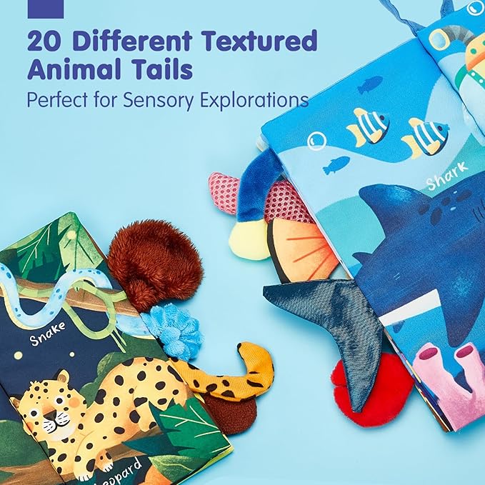 hahaland Baby Toys 0-6 Months - Crinkle Books for Babies 2-Pack, Soft Cloth Sensory Touch Feel Baby Book 6-12 Months Infant Montessori Toys 0-3 Month Newborn Baby Boys Gifts 3-6 Months Travel Toys