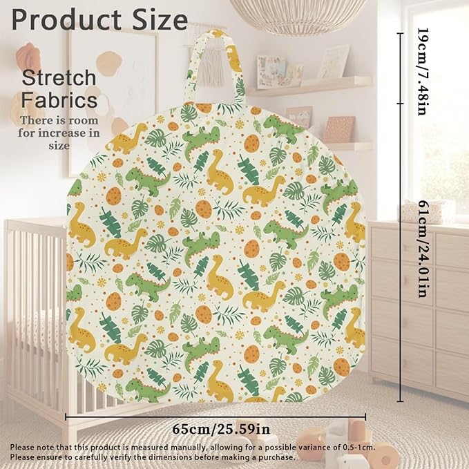 Cartoon Palm Leaf and Dinosaur Newborn Lounger Cover Removable Soft Slipcover for Newborn Baby Padded Lounger Infant Floor Seat Cover for Boys Girls Baby Essentials