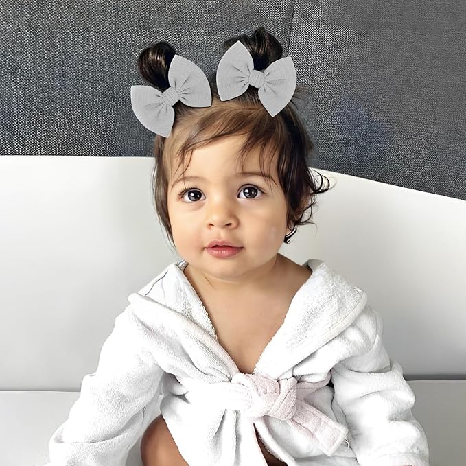 Baby Girls Hair 3'' Bows Clips Set Handmade Bow Hair Clips Hair Accessories Alligator Clip for Babies Infant Toddlers Little Kids 6 PCS Khaki Gray Beige