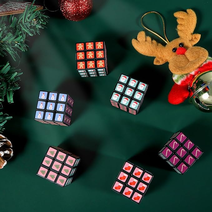 48 Pcs Mini Cubes Bulk, Christmas 1.18 Inch 3x3x3 Puzzle Cube Set, Stocking Stuffers for Kids, Birthday Party Favors, Classroom Prizes, Stress Relief Fidget Toys, Easter Basket Fillers