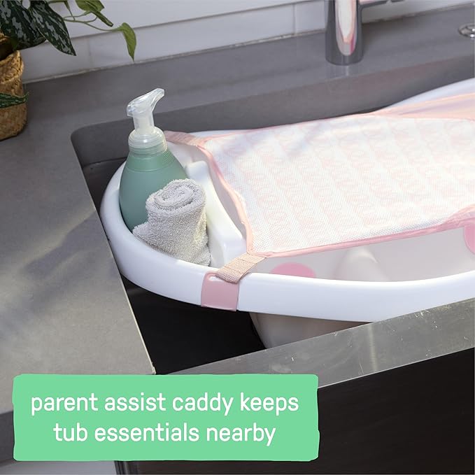 Ingenuity Comfy Clean Deluxe Newborn to Toddler Baby Bathtub, 3-in-1 with Removable Sling, Padded Backrest, 0-24 Months, Pink