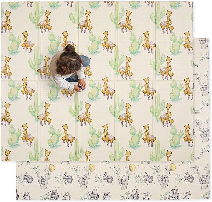 JumpOff Jo Foldable Foam Play Mat – Large Waterproof Baby & Toddler Activity Floor Mat, Double-Sided 70 x 59 Inch Play Surface