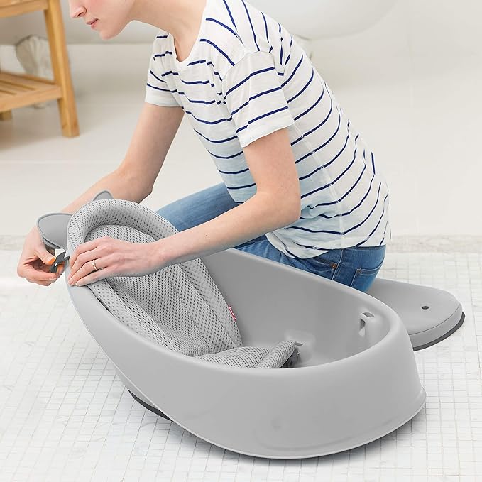 Skip Hop Baby Bath Tub, 3-Stage Smart Sling Tub, Moby, Grey (Pack of 2)