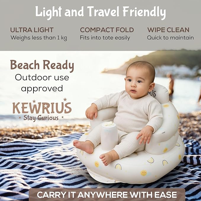 Inflatable Baby Seat Floor Seats for Babies 3 Months and Up for Infants, Blow Up Chair Inflatable Baby Chair, Infant Chair with Built in Air Pump (Inflatable Seat Sky Chair)
