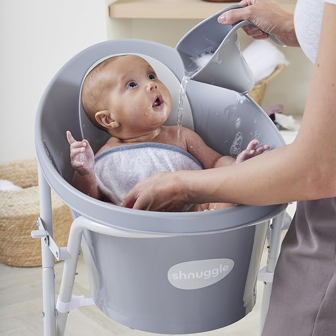 Shnuggle Bath Rinse Jug | Soft Rim Baby & Toddler Shampoo Rinser | Bath Hair Rinsing Cup | Hair Wash Jug with Handle | Essential Bath Accessories | Pebble Grey
