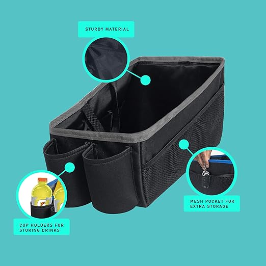 FH Group E-Z Travel Multi-Use Tote Car Seat Organizer with Cup Holder (Gray) FH1135