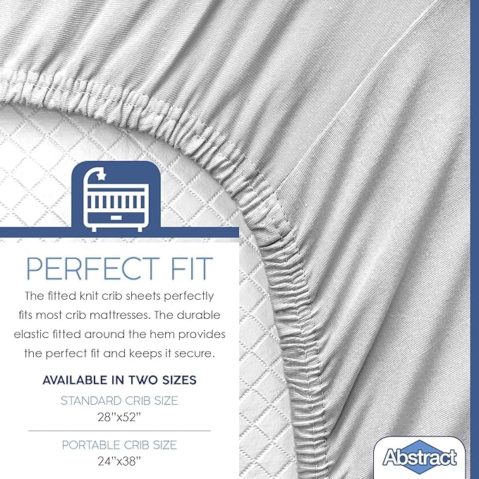 Pack n Play Fitted Sheet – Super Soft, 100% Natural Jersey Cotton – 27” x 39” – for Boys and Girls, Fits Pack n Play, Playard and Foldable Mattresses - Covered Elastic Hem – Solid Gray