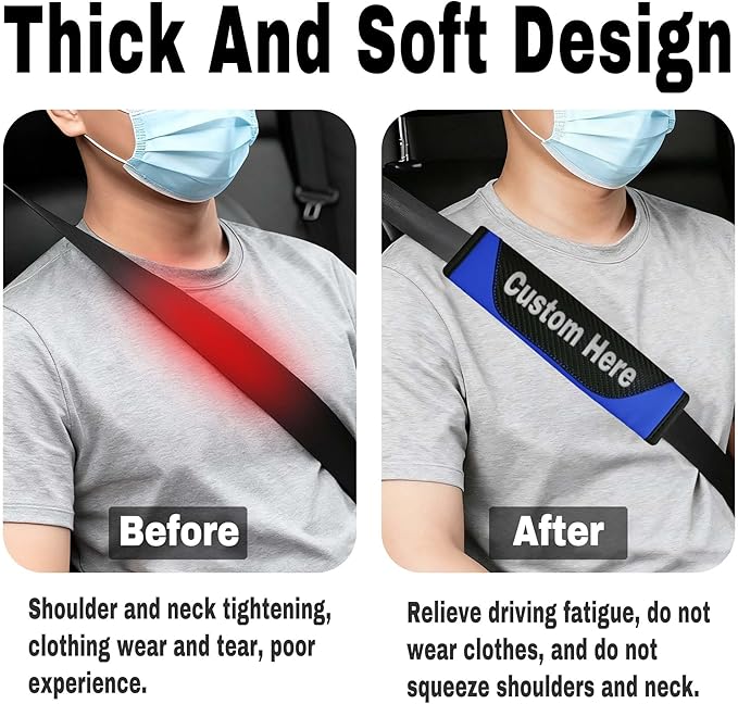 Custom Seat Belt Cover Pad - Personalized Carbon Fiber Seatbelt Shoulder Cushion, Auto Accessories for Cars Trucks SUVs