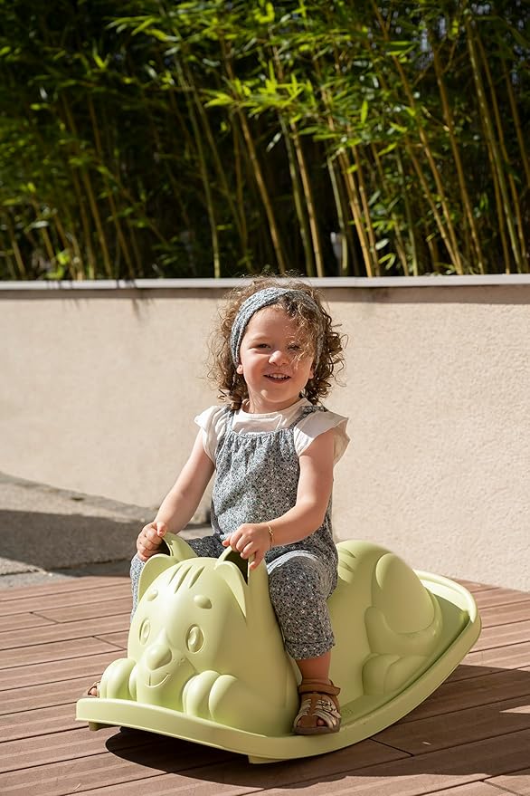 Smoby Life – Green Cat Rocking – Ergonomic Seat – Grip Handles – Recycled Material – from 18 Months – Made in France
