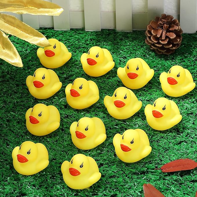60 PCS Rubber Ducks Bath Toys Mini Ducks Float and Fun Squeak for Kids Bath Toy Shower Decorations Birthday Party Carnival Game Gift