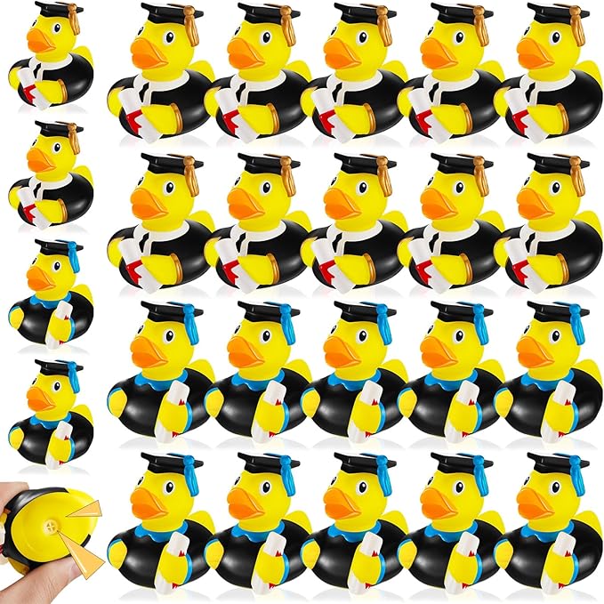 Leitee 24 Pcs Cute Graduation Rubber Ducks 2026 Grad Rubber Ducky Favor with Certificate Diploma Bathtub Duck for Graduation Gifts Party Favors Decoration, 2.4 x 2.4 x 2.2 Inches