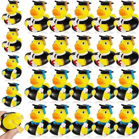 Leitee 12 Pcs Cute Graduation Rubber Ducks 2026 Grad Rubber Ducky Favor with Certificate Diploma Bathtub Duck for Graduation Gifts Party Favors Decoration, 2.4 x 2.4 x 2.2 Inches