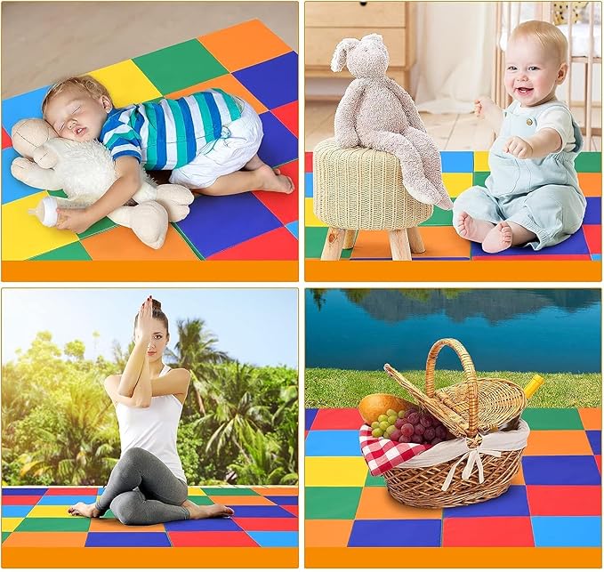 Fireflowery Baby Play Mats for Floor, Waterproof & Tummy Time Mat, 58 x58 Extra Large Play Mat for Playpen, Non Slip Thick Foam Foldable Crawling Mat, Baby Activity Mat for Infants, Toddlers