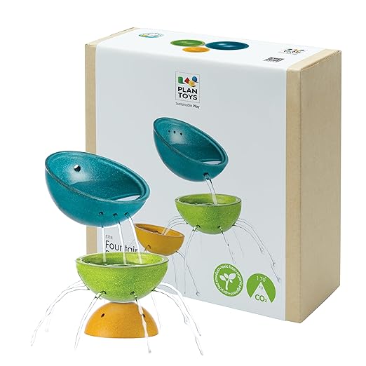 PlanToys® Fountain Bowl Set Montessori Water Play Toys for Toddlers | Sensory Bath & Beach Toy | STEM Toy for 1 Year Old | Eco-Friendly Pouring & Scooping Bowls