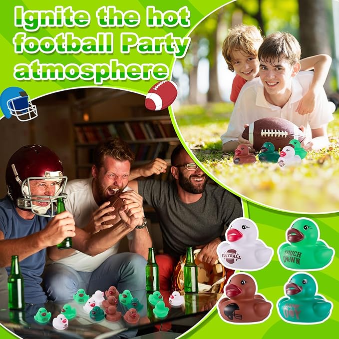 Gejoy 100 Pcs Football Rubber Ducks Assorted Sports Rubber Duckies Bulk Mini Tiny Pool Toy Ducks for Football Team Favors Gifts
