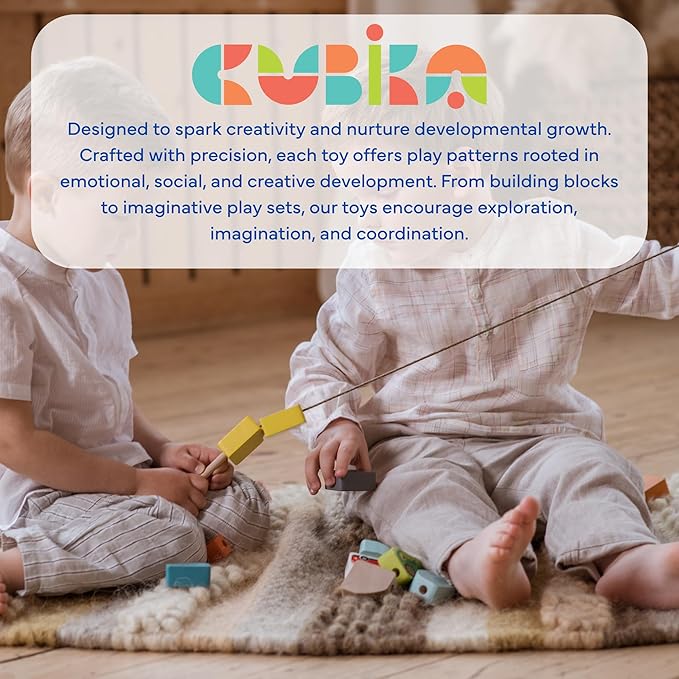 CUBIKA Wooden Flyring Cars Lacing Toy – Montessori Lacing Toy for Kids Ages 3+ – Wooden Lacing Cards with Threading String – Fine Motor Toy – FSC-Certified Wood, Travel Toy for Toddlers