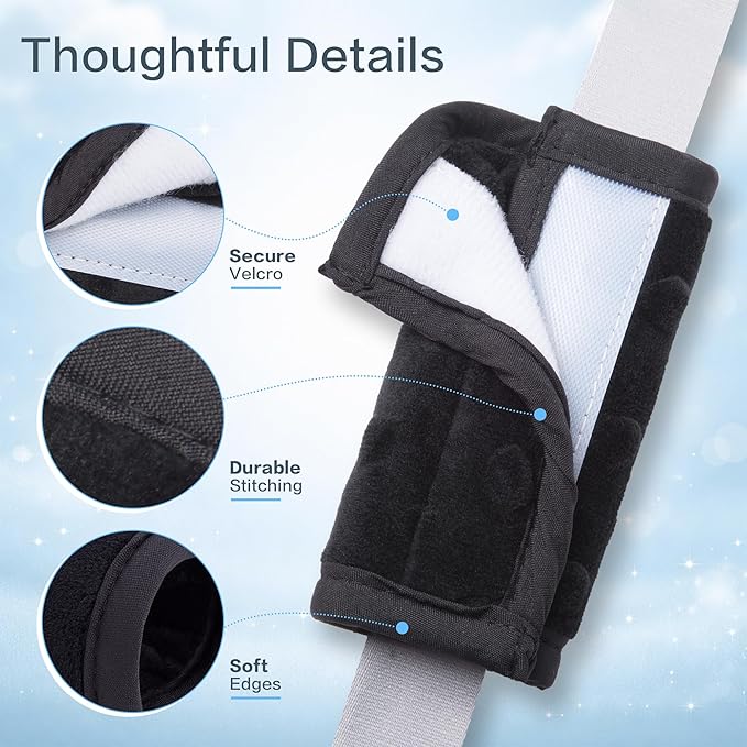 Pro Goleem Car Seat Strap Covers for Babies Unisex Soft Car Seat Strap Shoulder Pads for All Car Seats, Stroller, Pushcar, Small Size Designed for Newborn, Black
