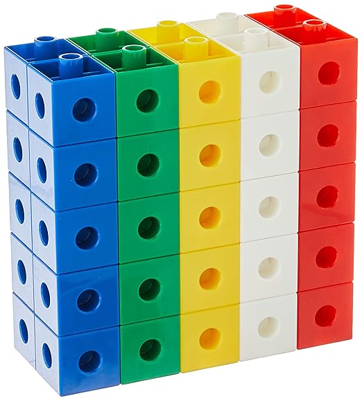 Didax Educational Resources 1-inch 1" Measurement Linking Cubes, 50 pcs, Multi (211060)