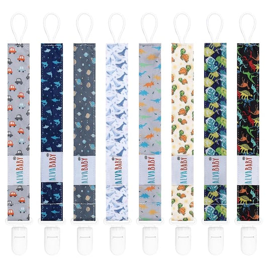 ALVABABY Pacifier Clips 8 Pack Pacifier Binky Paci Holder Leashes for Baby Teethers 8DP08