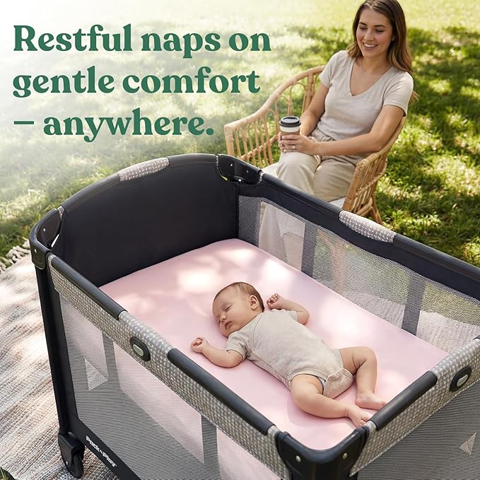 Graco Pack n Play Sheets, Soft Fitted Playard Sheets with Secure Fit, Fit Standard 27" × 39" Playard Mattresses, Breathable & Gentle on Sensitive Skin, 2-Pack Solid Pink