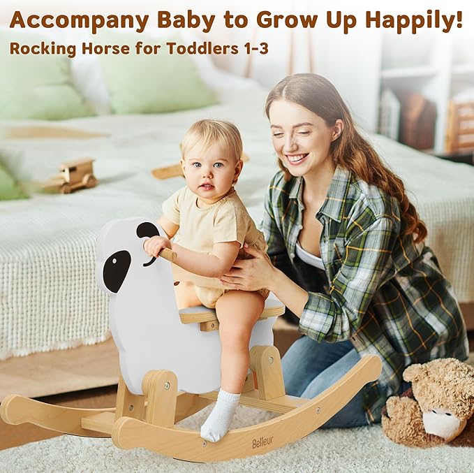 Belleur Rocking Horse for Kids 1-3 Years Old, Premium Wooden Rocking Toy for Toddlers for Indoor & Outdoor Activities, Baby Horse Riding Toy for Birthday & Visit Gifts