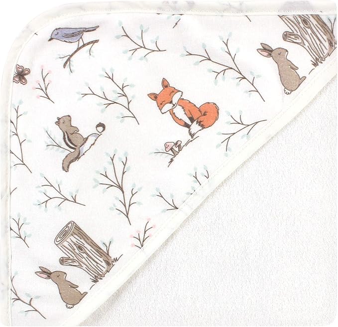 Hudson Baby Unisex Baby Cotton Rich Hooded Towels, Enchanted Forest, One Size