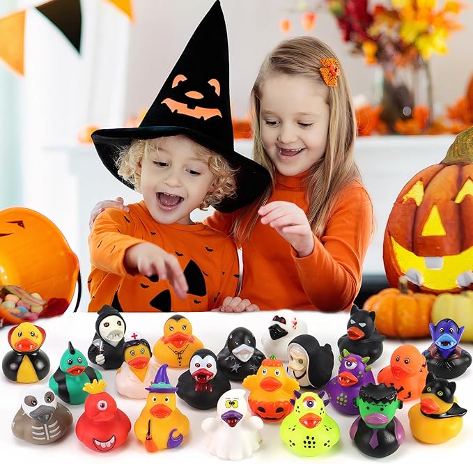 30 Pcs Jeep Ducks for Ducking, Halloween Ducks for Jeeps Ducking, Halloween Rubber Ducks for Kids, Assortment Mini Rubber Duckie Toys for Trick or Treat Fillers Baby Bath Shower Toys