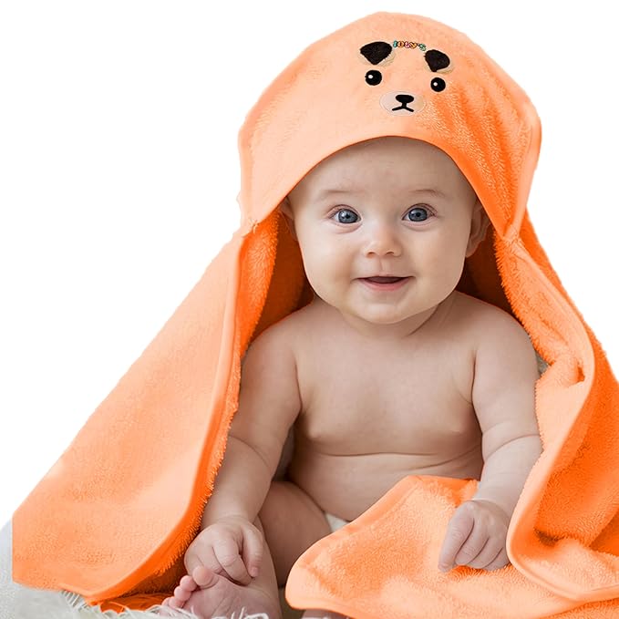 Ioly's Hooded Baby Bath Towels for Newborn Essentials 41" x 41" (Large) Kid Towel with Hood for Babies Toddler Infant Baby Towels with Hood Cosas para Bebes recien nacidos Baby Bath Items (Orange)
