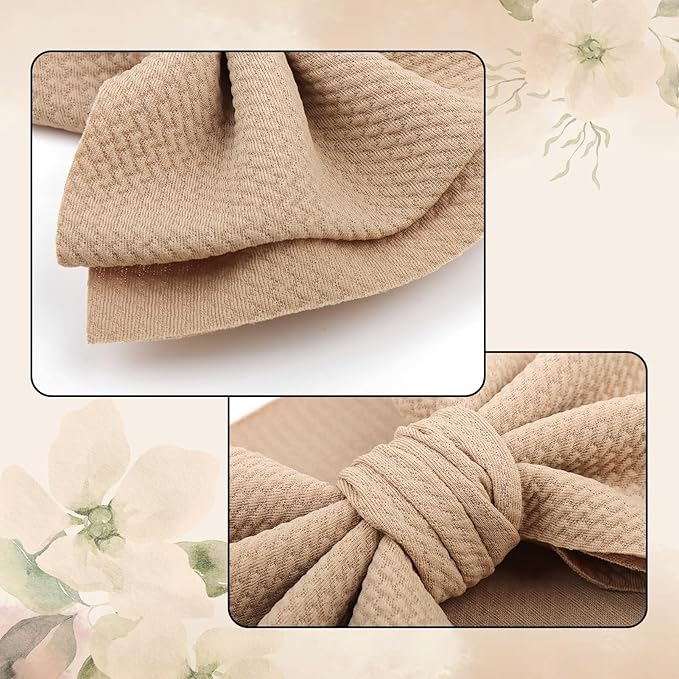 YanJie 2PCS 7'' Super Durable Soft Knot Headbands with Hair Bows Infant Toddlers Kids Hair Accessories Beige Black Headband for Newborn Baby Girls