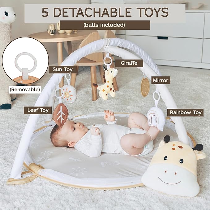 Aila+Aiden 6-in-1 XL Play Mat & Play Gym, Baby Gym, Baby Activity Gym, Sensory Exploration and Motor Skill Development Toys (Sand)