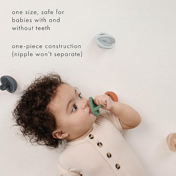 Doodle & Co. London Classic Pacifier for New Born Babies | BPA Free Angled Shape 100% Silicone for Infants with & Without Teeth | Helps Promote Healthy Oral Development | 0+ Months | Shore/Earth