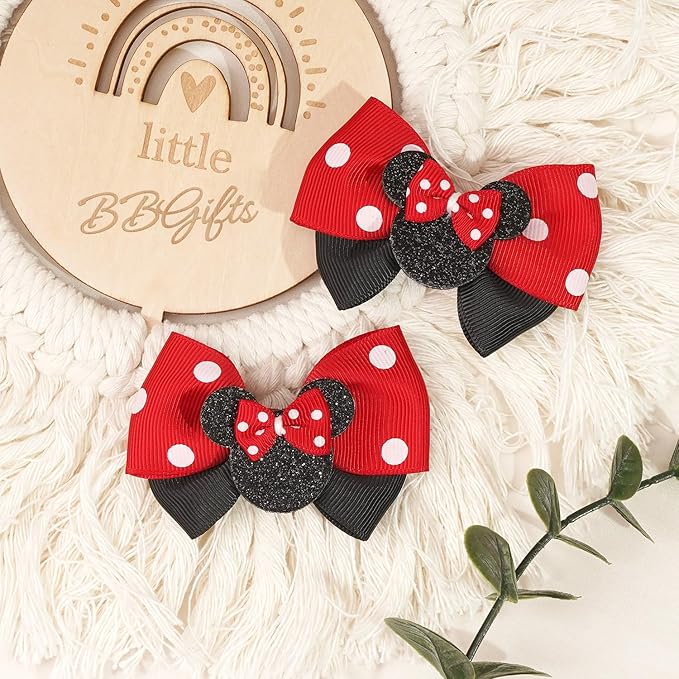Glitter Bow Clips for Girls, BBGifts 8Pcs Toddlers Girls Hair Clips 4 Pairs Infant Clips