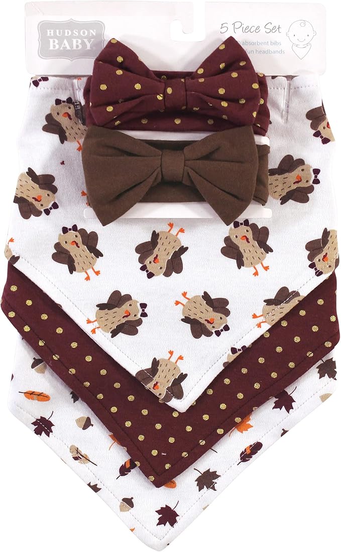 Hudson Baby Unisex Baby Cotton Bib and Headband Set