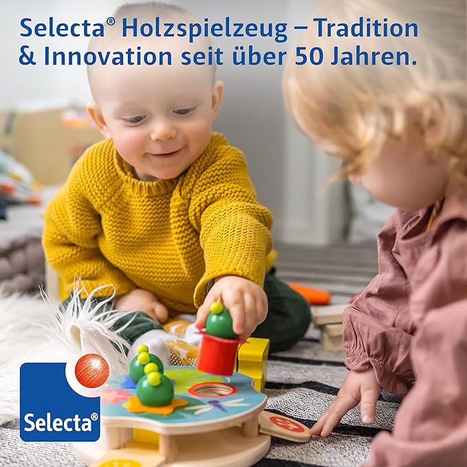 Selecta 62023 Hannah Hoppel Rabbit Pulling Toy on Wheels, Wood, 13 cm