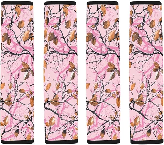 AFPANQZ Car Seat Belt Cover Cushion Universal Fit Two-Packs Automotive Seat Belt Pillow for Kids Branch Pink Shoulder Straps Pads Covers Universal Fit for Truck Vans Sedans SUVs