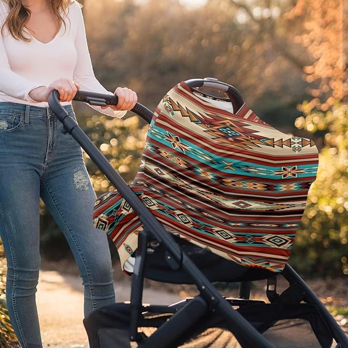 Aztec Nursing Cover for Breastfeeding,Soft & Breathable Privacy Poncho Multi-Use Feeding Shawl Comfortable & Portable Navajo Privacy Car Seat Cover Cover for Babies