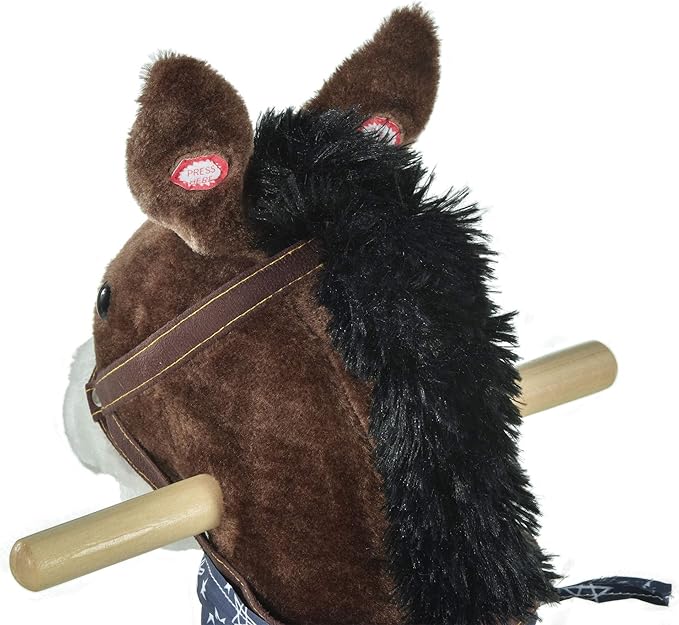Qaba Kids Plush Ride-On Rocking Horse Toy Cowboy Rocker with Fun Realistic Sounds for Child 3-6 Years Old, Brown