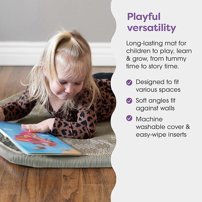 Boppy Baby Play Mat - Flat-Folding Foam Baby & Toddler Play Mat for Tummy Time and Kids Play Time, Firm, Non-Skid, Durable with Machine Washable Cover - Natural