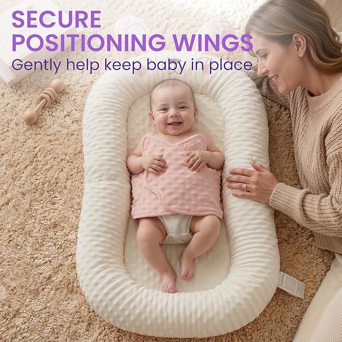 Infant Support Pillow with Adjustable Side Panels - Portable Cushion with Milestone Circles for 0-12 Months - Pink (Pink)