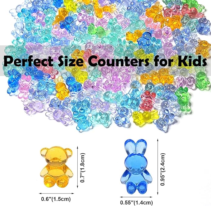 Counting Bears and Bunnies,240 Pieces Counter Toys for Kids - Fun Educational Math Manipulatives with Storage Box for Counting & Learning