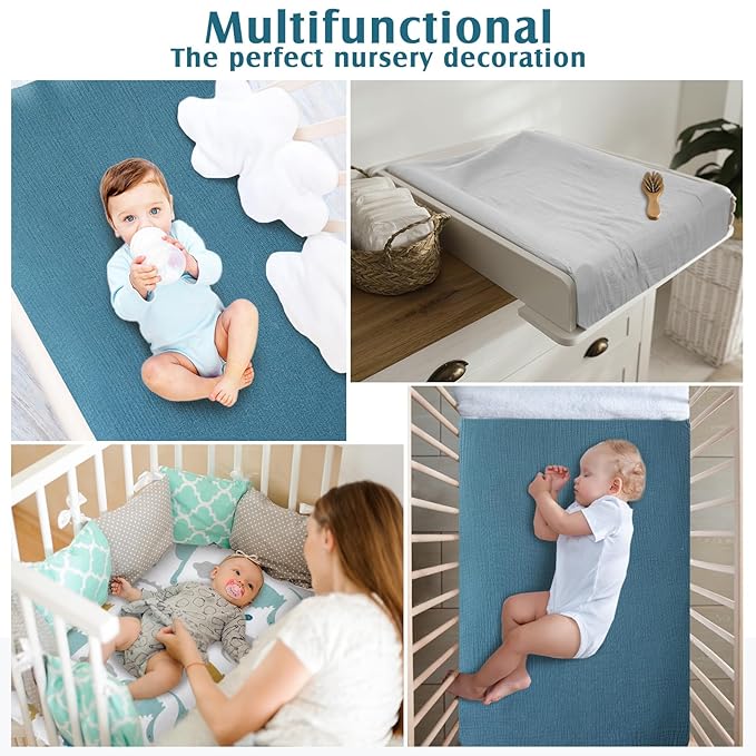 Newwiee Muslin Baby Lounger Cover 3 Pack Organic Cotton Removable Lounger Cover Soft and Breathable Nest Replacement Baby Slipcover for Newborn Infant Boys Girls(Blue, Grey, White,Dinosaur)