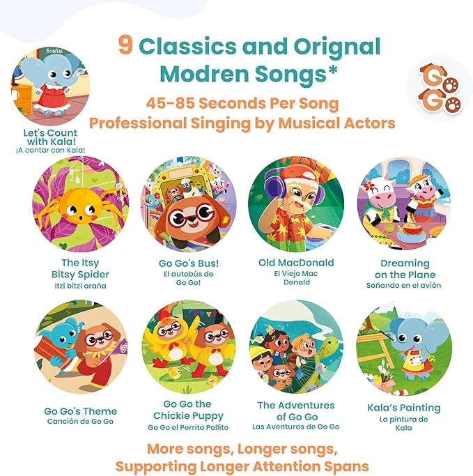 GO GO Spanish Musical Book Vol 3: 9 English and Spanish Books for Kids, Bilingual Toys for Toddlers 1-3, Learning Toys for Toddlers 1-3, Libro Interactivo para Niños