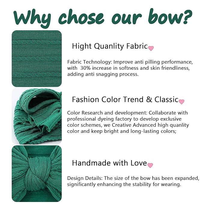 LemonSpace Handmade Baby Girls Headbands Soft Stretchy Nylon Hair Bands Hair Accessories with Bows for Newborn Baby Girls Infant Toddlers Kids (Red Green White-Merry Christmas)