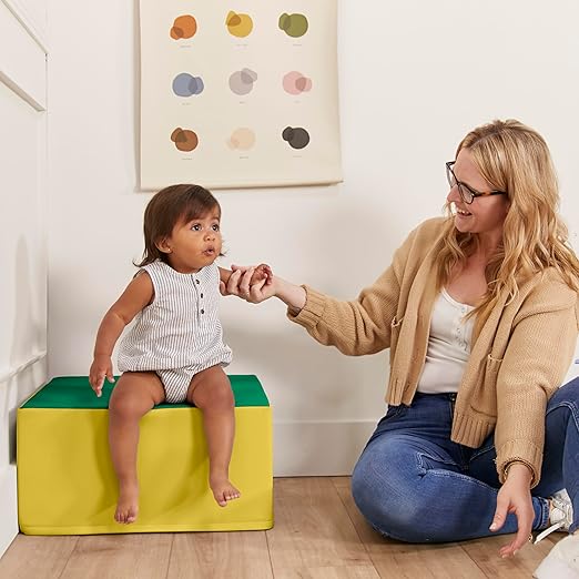 ECR4Kids SoftZone Pedestal Play Block Corner Climber, Beginner Playset, Assorted