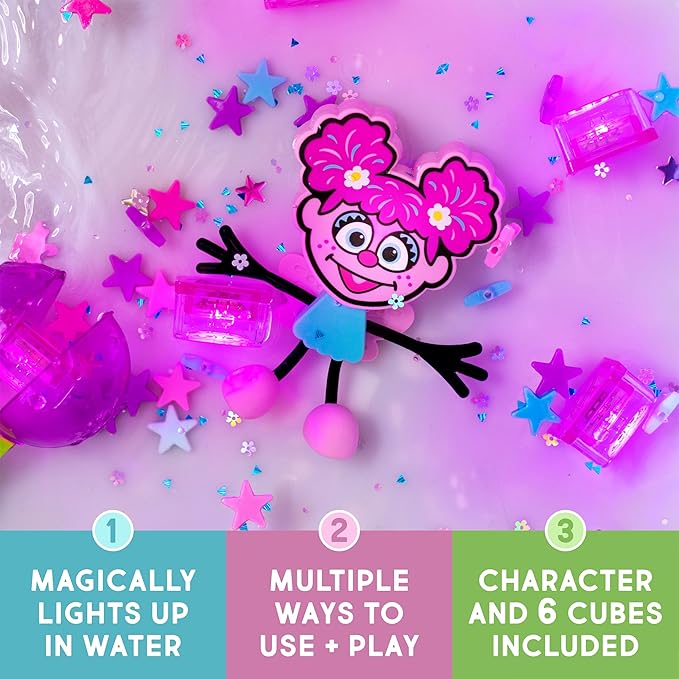 Glo Pals x Sesame Street Water-Activated Light-Up Cubes for Sensory Play (Abby Cadabby - Cubes with Character)